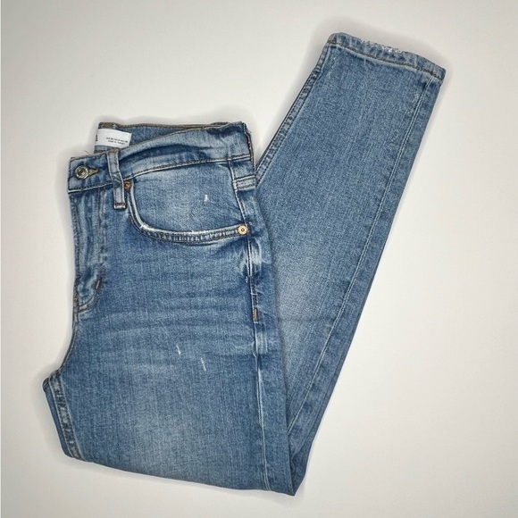 Zara Womens The Slim Boyfriend Distressed Jeans Womens 4 In Valley Blue Mid Rise - Picture 3 of 11